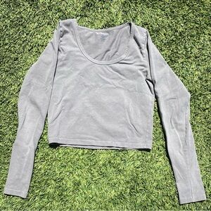 Brandy Melville John Galt Grey Longsleeve Crop Top Women's One Size Brand New